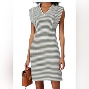 DEREK LAM COLLECTIVE Striped V-Neck Sheath Dress Flutter Sleeve - Sz 42 (US 6)